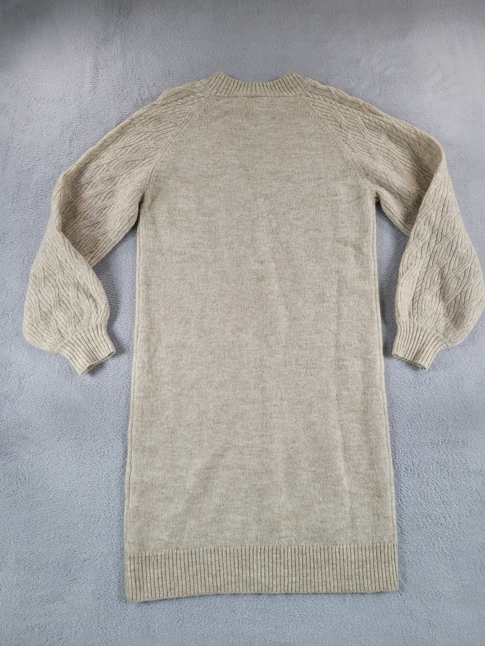 Ichi Asdis Round Neck Jumper Dress, Oatmeal Melange Knit Dress - Picture 3 of 16